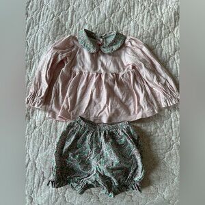 Peggy Green floral and striped matching set